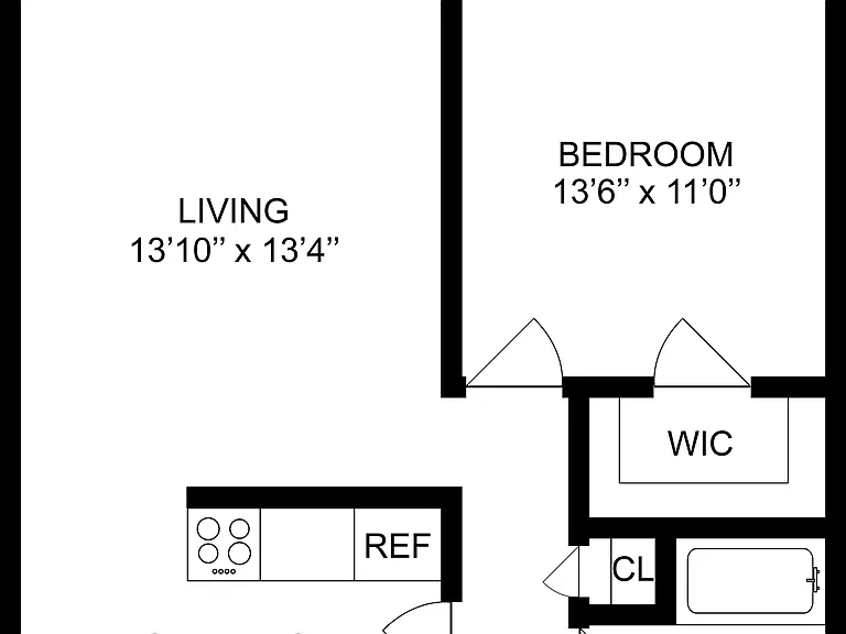 1B1B West | 1-Bedroom Floorplan 1B1B West | 1-Bedroom Floorplan