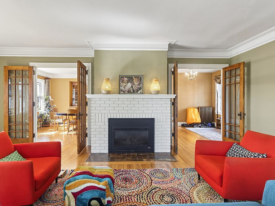 Living room with gas fireplace-french door to dining room and foyer