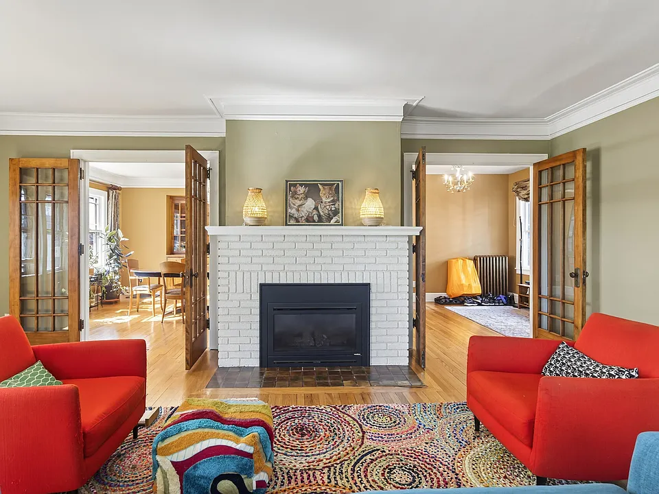 Living room with gas fireplace-french door to dining room and foyer