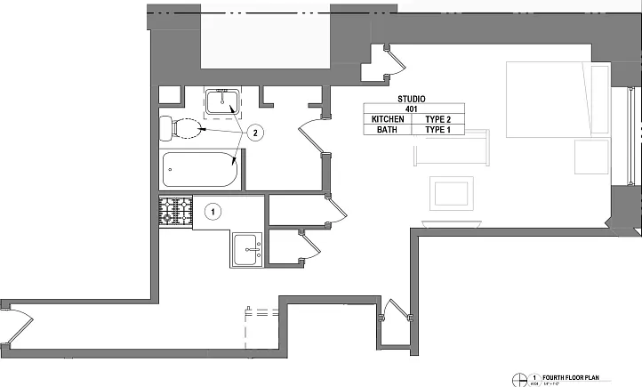 1500 Pine - Apt 401 Floor Plan 1500 Pine - Apt 401 Floor Plan