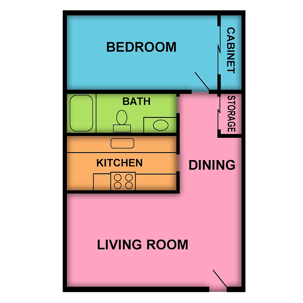 Floor plan 1 Bed 1 Bath