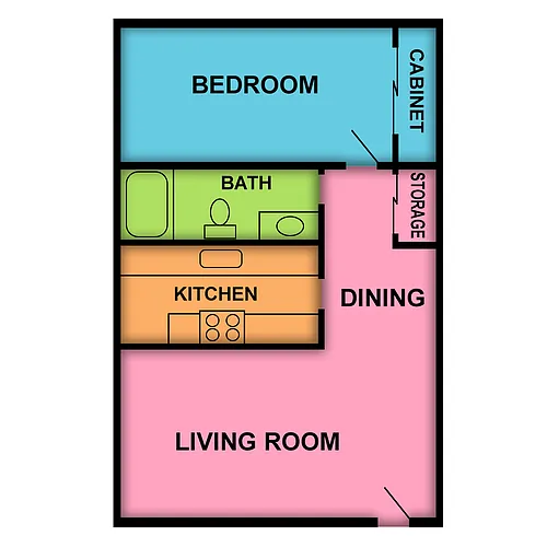 Floor plan 1 Bed 1 Bath
