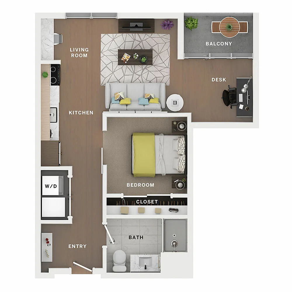 Floor plan 1BR/1BA - Losanti