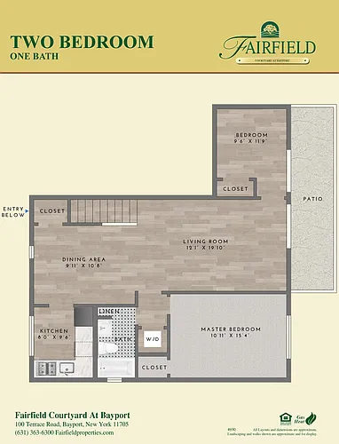Floor plan Two Bedroom 890SF