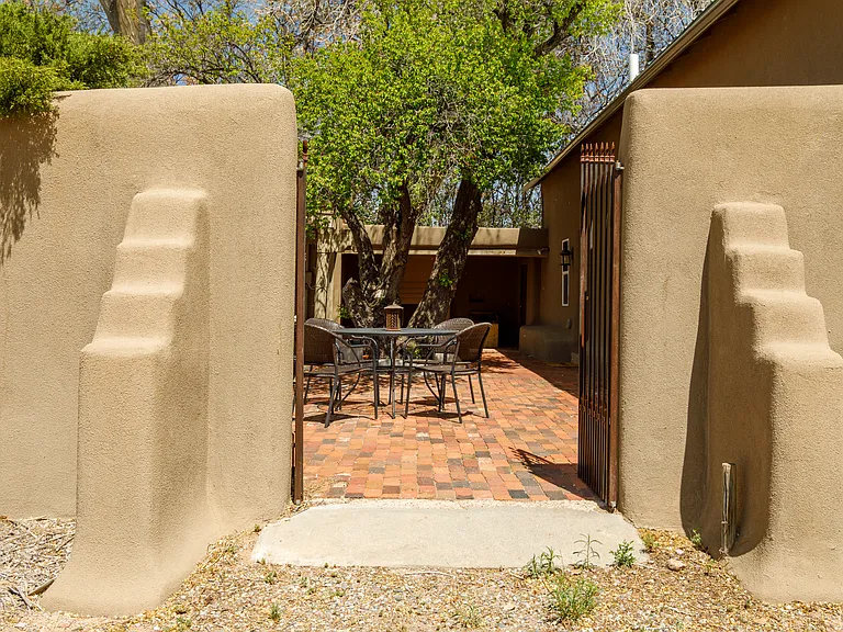 Entrance to patio from driveway.