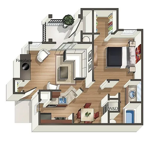 Floor plan A3 - 1 Bedroom, 1 Bathroom