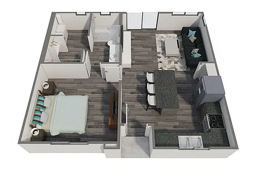 Floor plan 1x1 679 SF