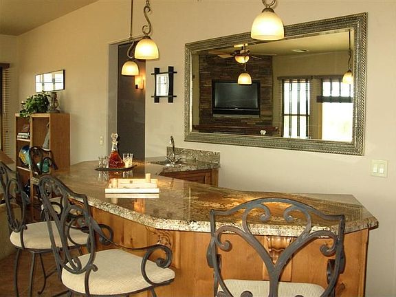 36" high wet bar w/ glass wine cabinet