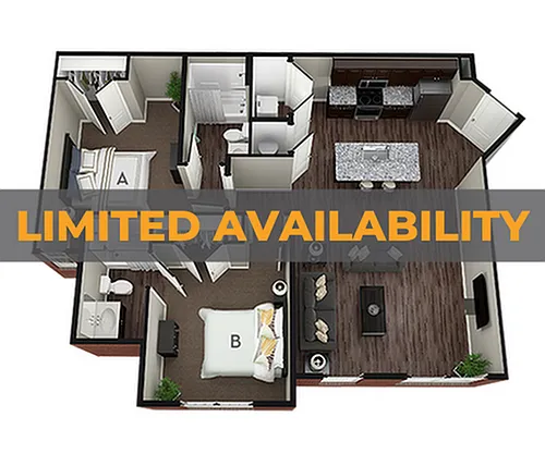 Floor plan 2BR/2BA - Hampshire