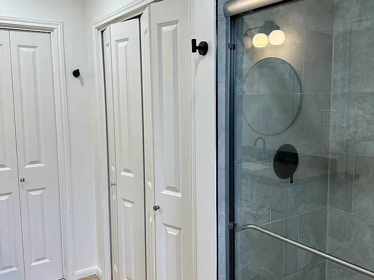 Master bathroom with lots of closet space