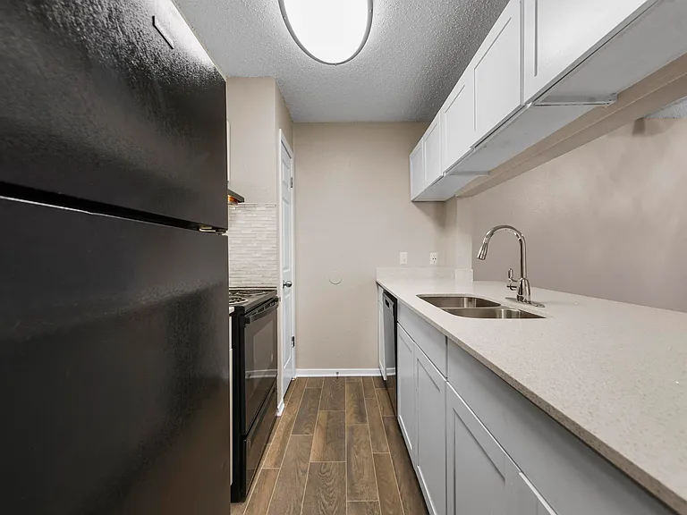 Updated kitchen with black appliances