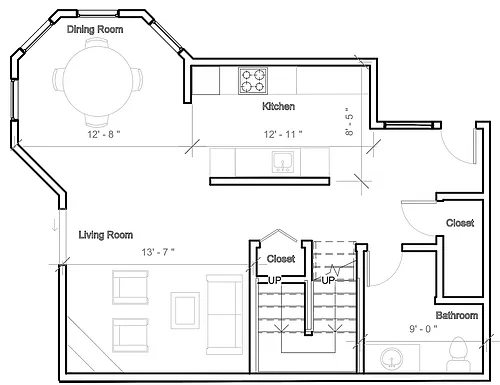 Floor plan 3 Bedroom Townhome with washer dryer