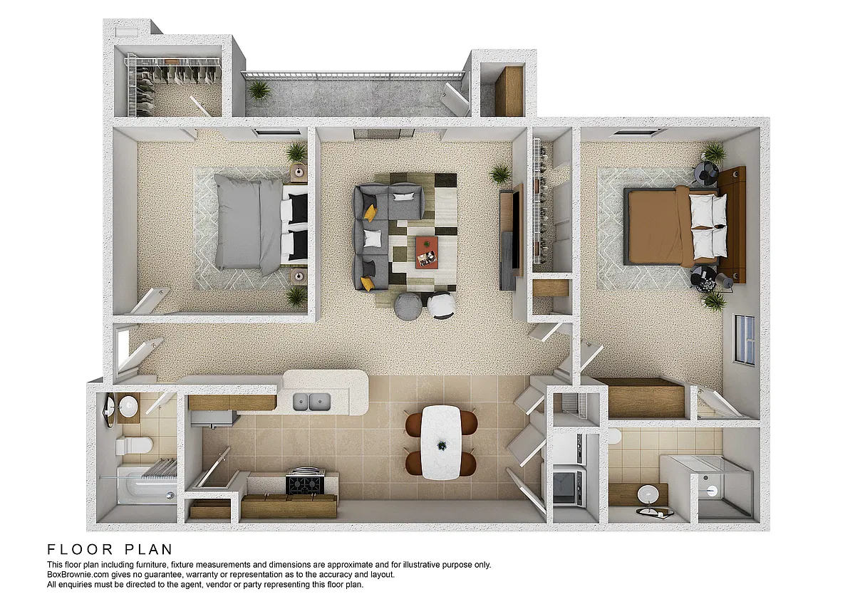 Floor plan 2 Bedroom, 2 Bathroom