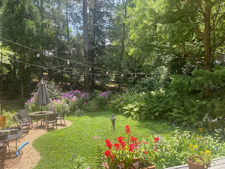 Lush in-town garden.