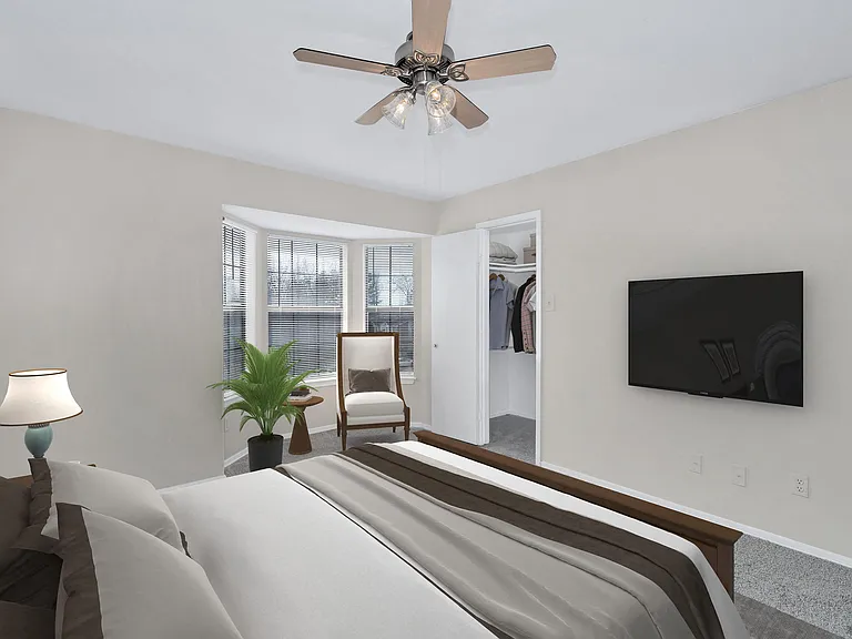 Spacious bedrooms with large windows for natural light