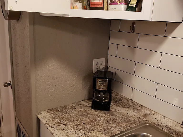 This photo was to show provided amenities, but does show closet and counters.