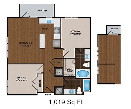Floor plan 1019 - 1179 Sq Ft