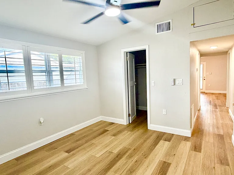 Back sleeping area- owner is researching a barn door style door