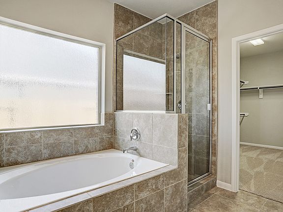Separate soaker tub and shower