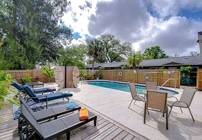 You'll find plenty of lounge areas along the heated pool area