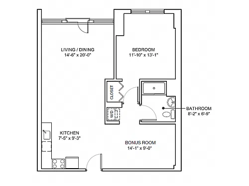 Floor plan One Bedroom Mezzo Classic
