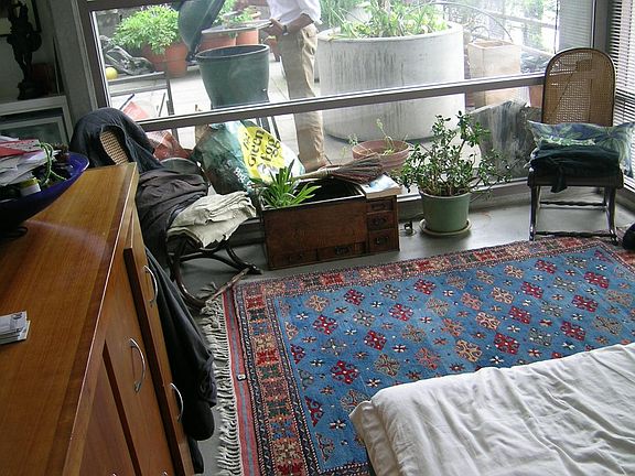 Bedroom (furnished), first floor, looking West onto private terrace
