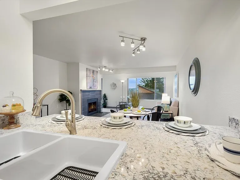 Nice open concept and double basin farm sink.