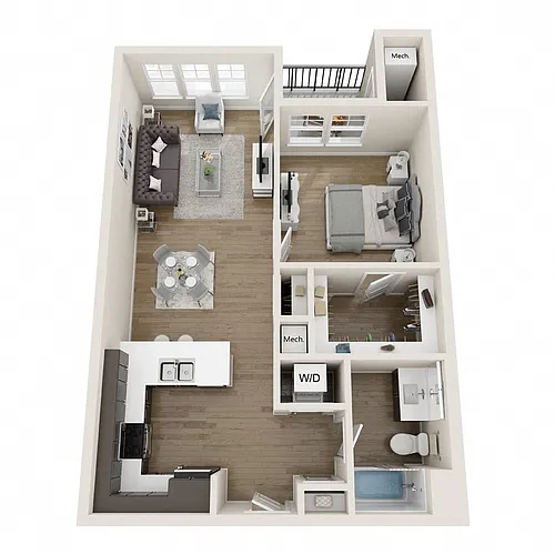 Floor plan 1 Bed, 1 Bath