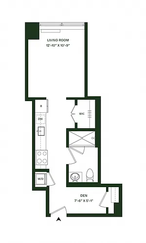 Floor plan Residence 03 - North: Studio 1BA