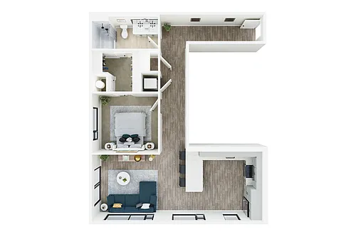 Floor plan 1 Bedroom E