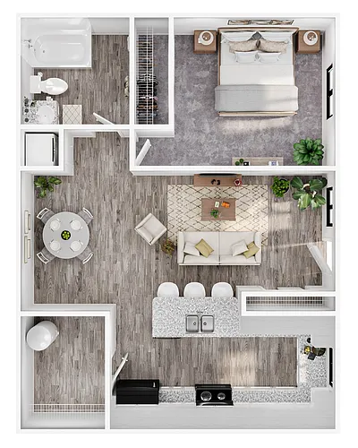 Floor plan A1 - 1 Bed / 1 Bath