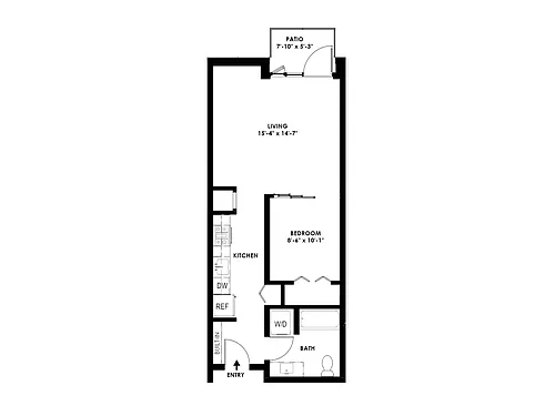 Floor plan 1 Bed/1 Bath Urban - L