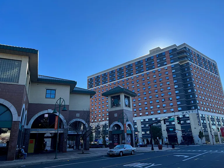 on the left Rahway train station, on the right Skyview apt building.