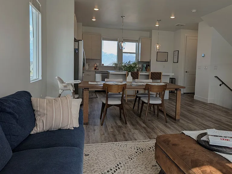 Bright living room and kitchen