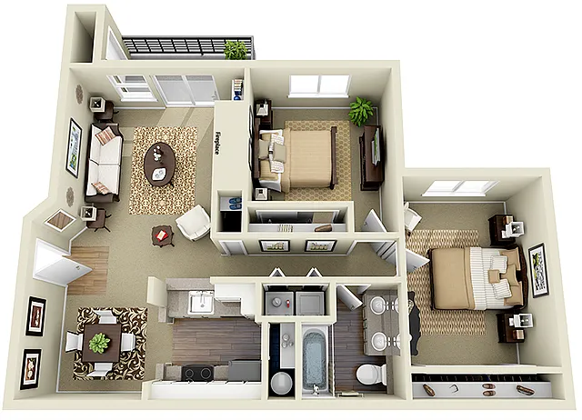 Floor plan Two Bedroom One Bath