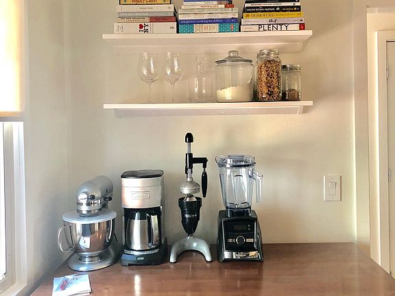 Kitchen storage + floating shelves