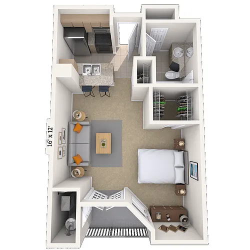 Floor plan Studio 0x1 491 SF