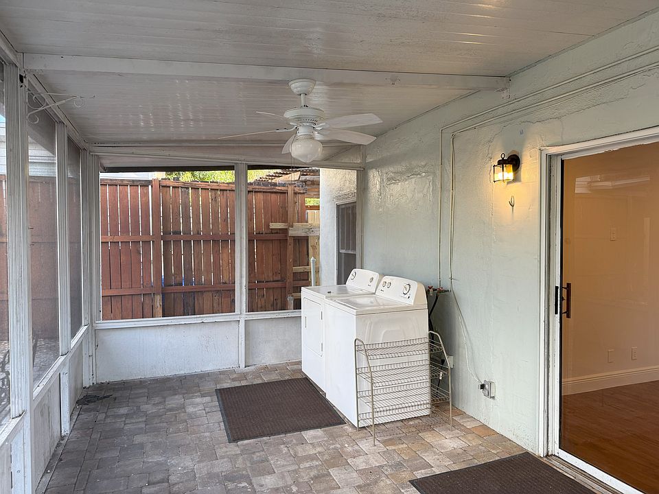 Covered Protected Patio with Full Size Washer and Dryer