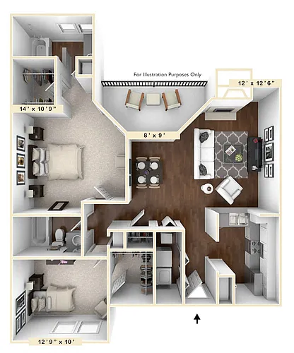 Floor plan Triple Crown 2 BR 2 BA