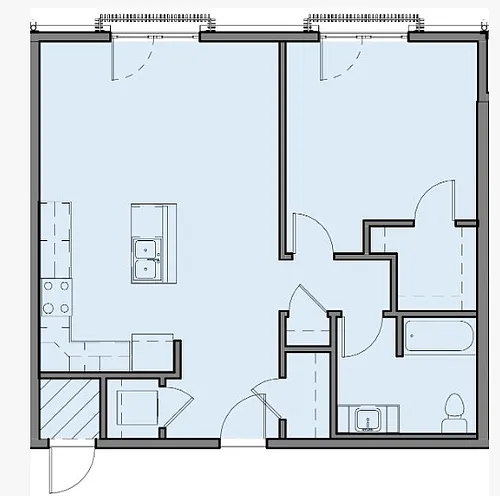 Floor plan 1 Bed 1 Bath Jul
