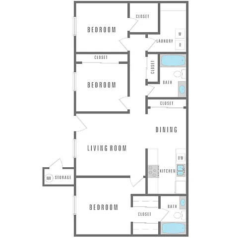 Floor plan 3 Bedroom 2 Bath