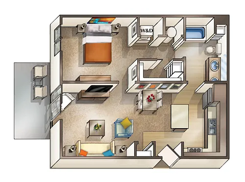 Floor plan 1x1B