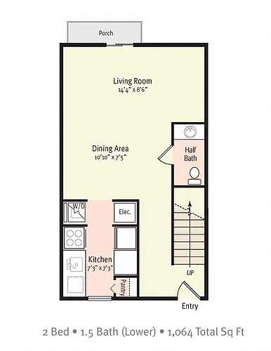 Floor plan 2 Bedroom/1.5 Bath