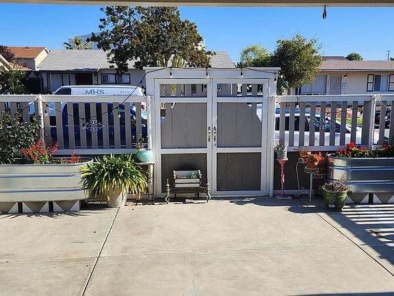View of patio from the covered porch