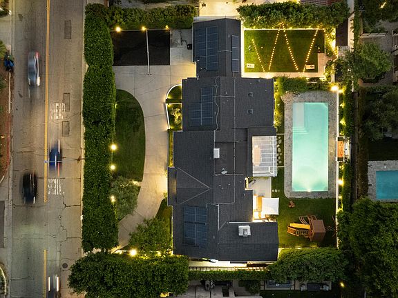 Reveal the prime Beverly Hills location from a captivating aerial perspective.