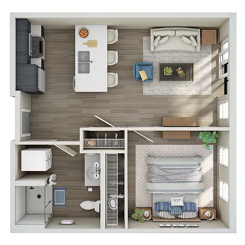 Floor plan 1 Bed, 1 Bath - B