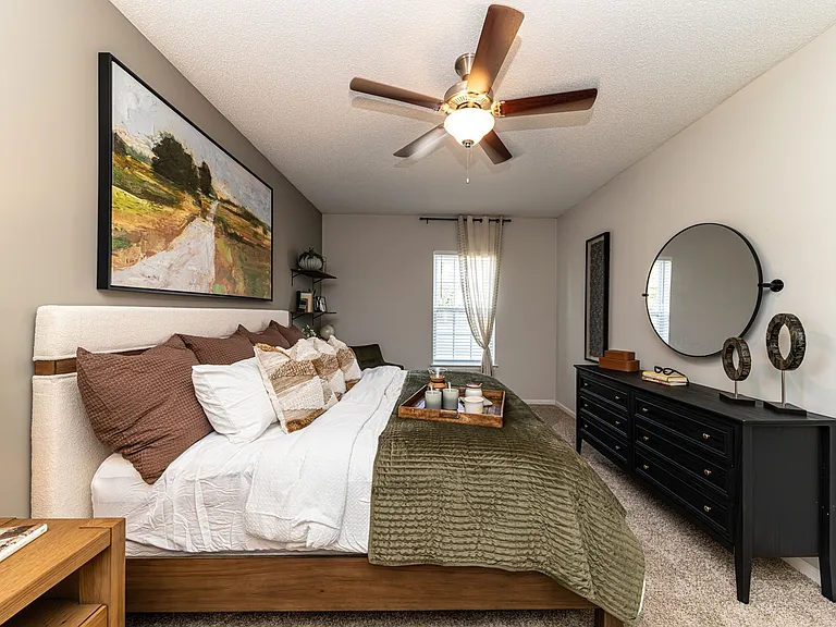 Bedroom with carpet
