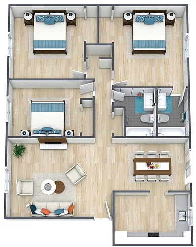 Floor plan 3BR - 2BTH