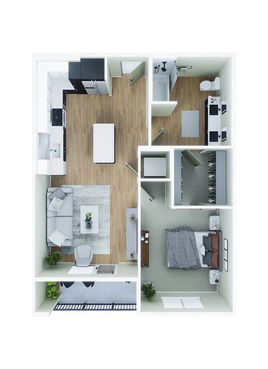 Floor plan 1BD, 1BTH A1