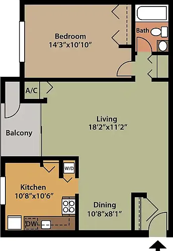 Floor plan 1 Bedroom 1 Bath